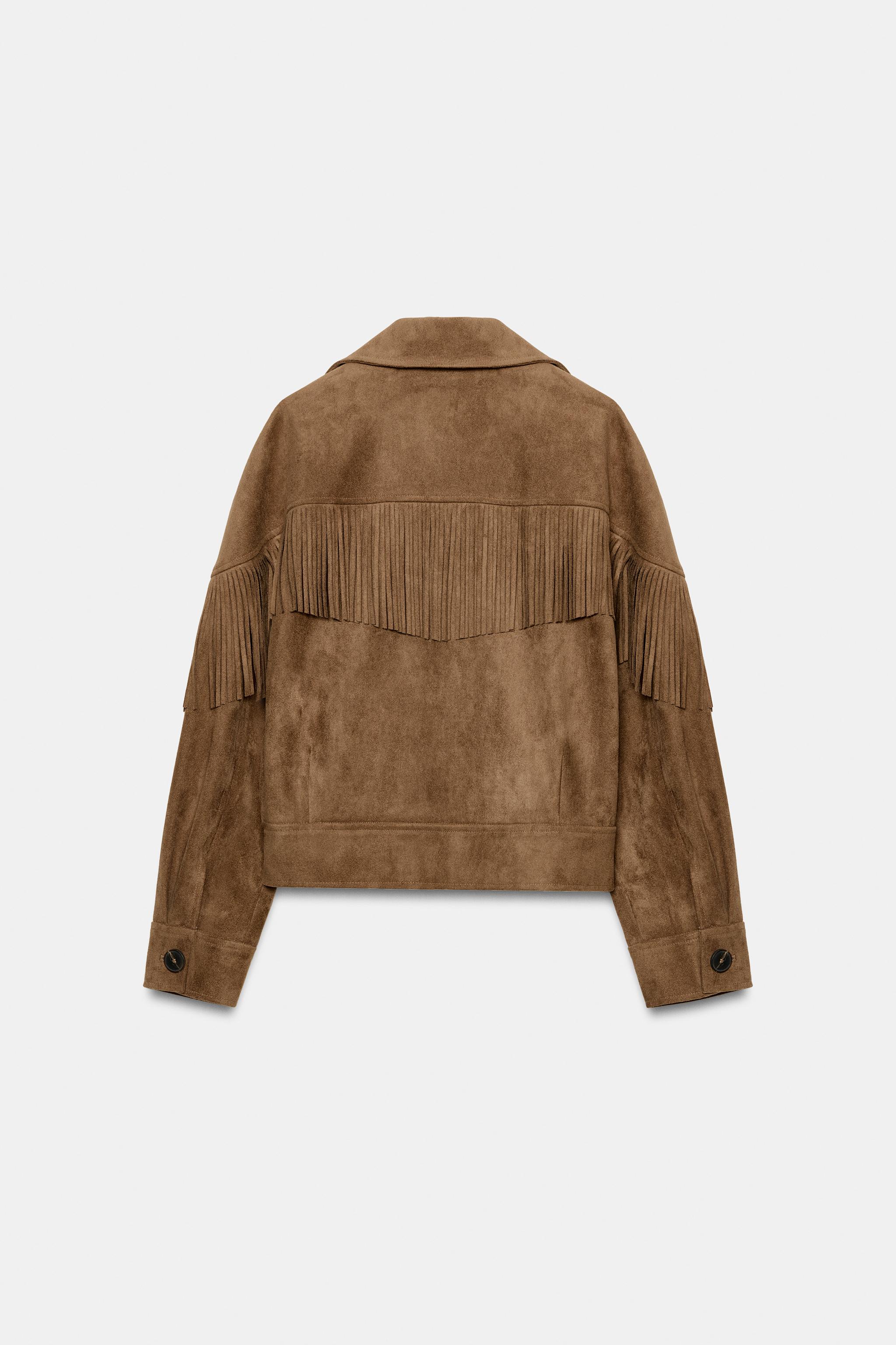 FRINGED FAUX SUEDE JACKET